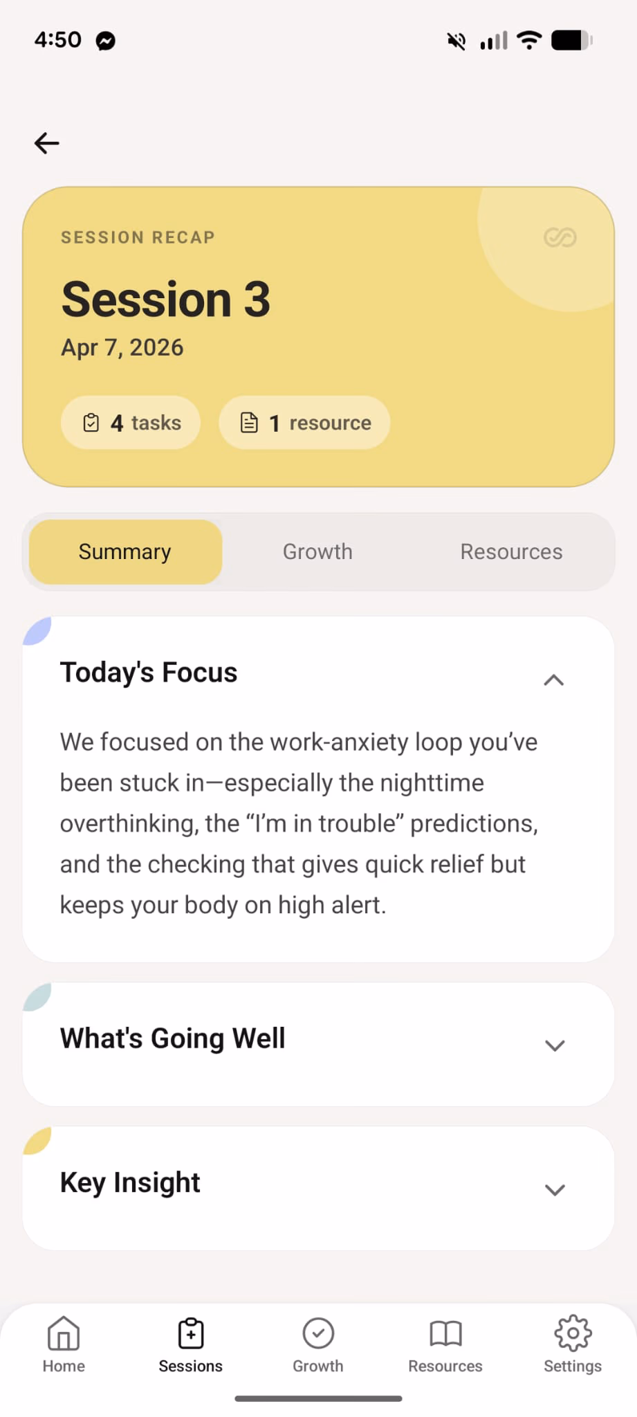 InterSession client app session detail screen