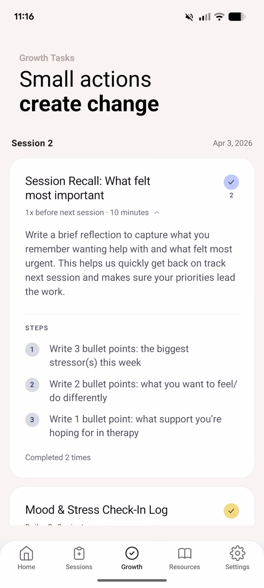 InterSession client app task detail screen