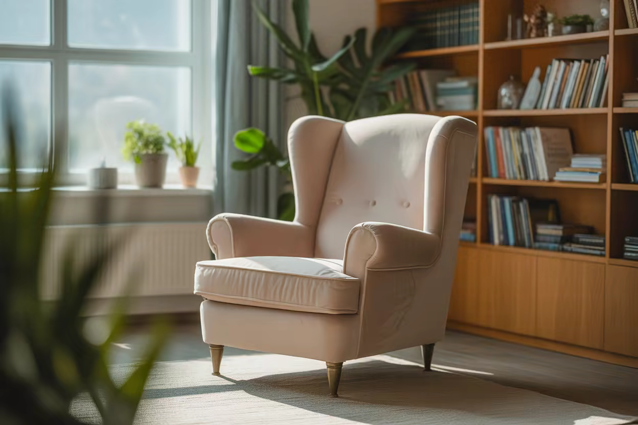 Empty therapist chair in a quiet office